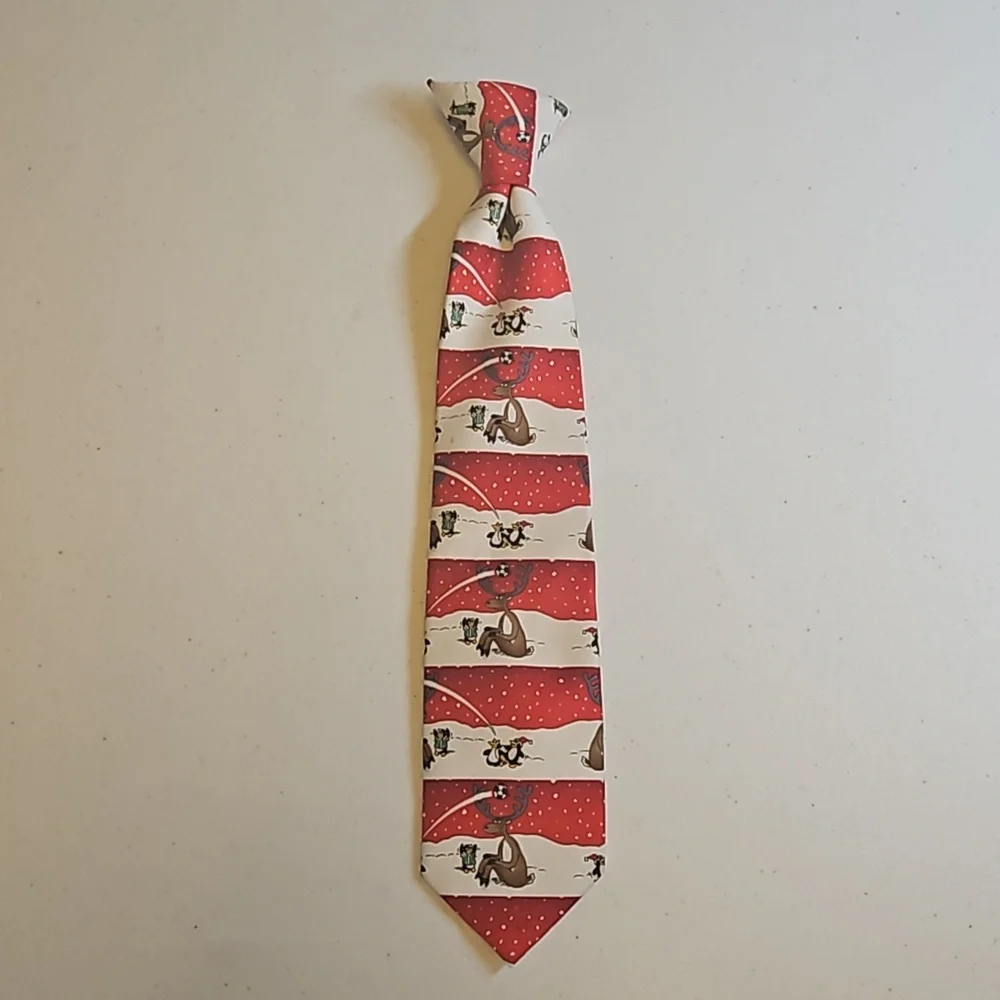 AMERICAN GREETINGS CLIP ON TIE BOYS SOCCER PENGUIN REINDEER CHRISTMAS HOLIDAY